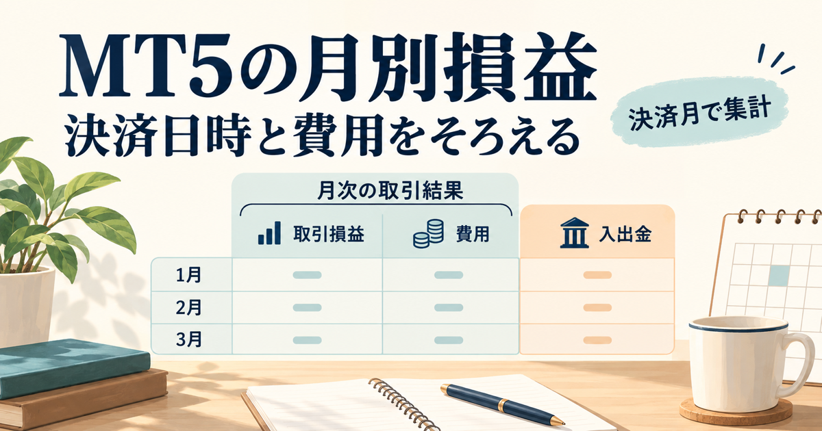 MT5取引履歴の月別損益｜決済日・費用・入出金の分け方
